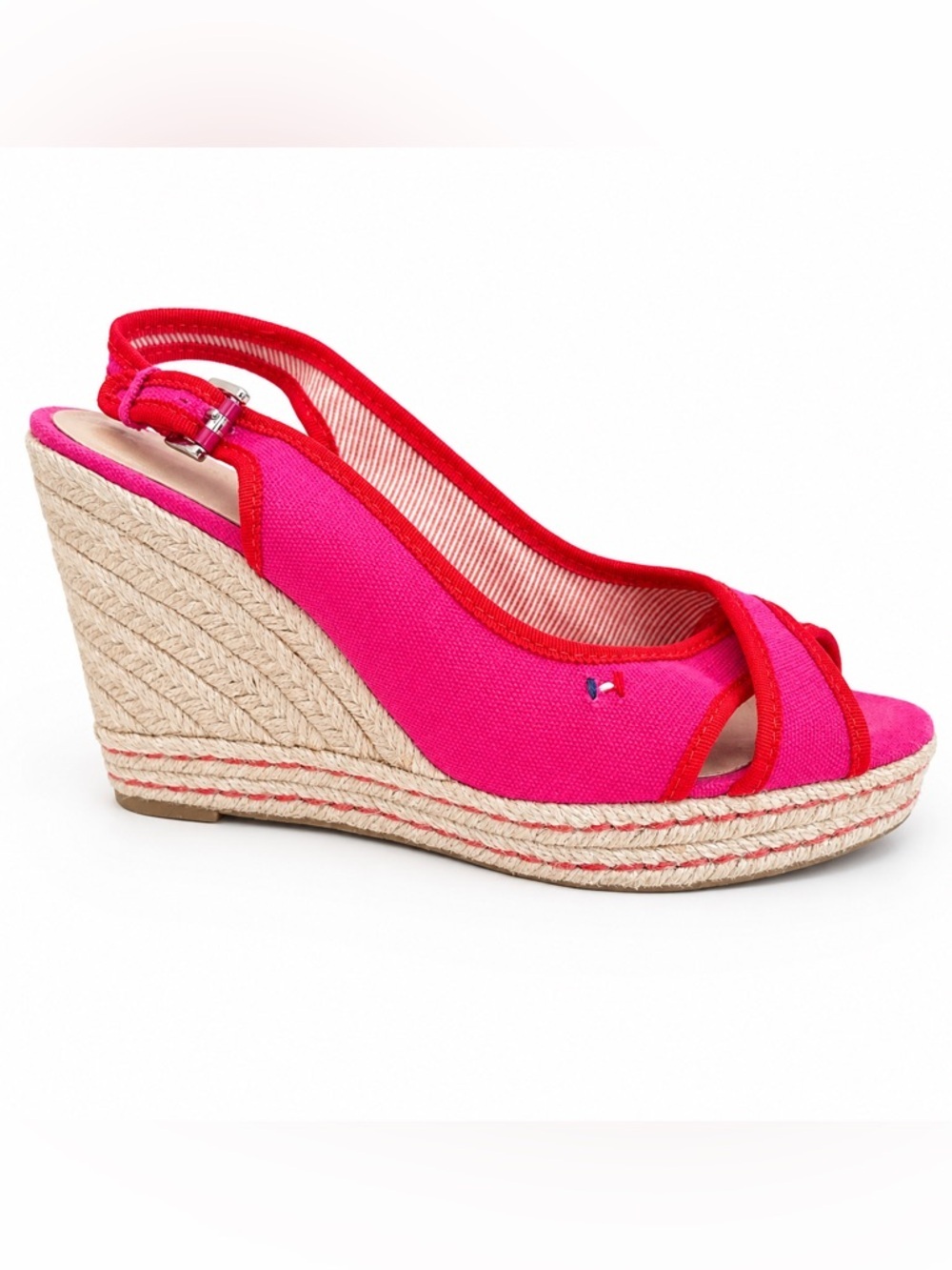 Pink Espadrille Wedge Slingback Platform Women 7M Tommy Hilfiger Y2K Resort Beac